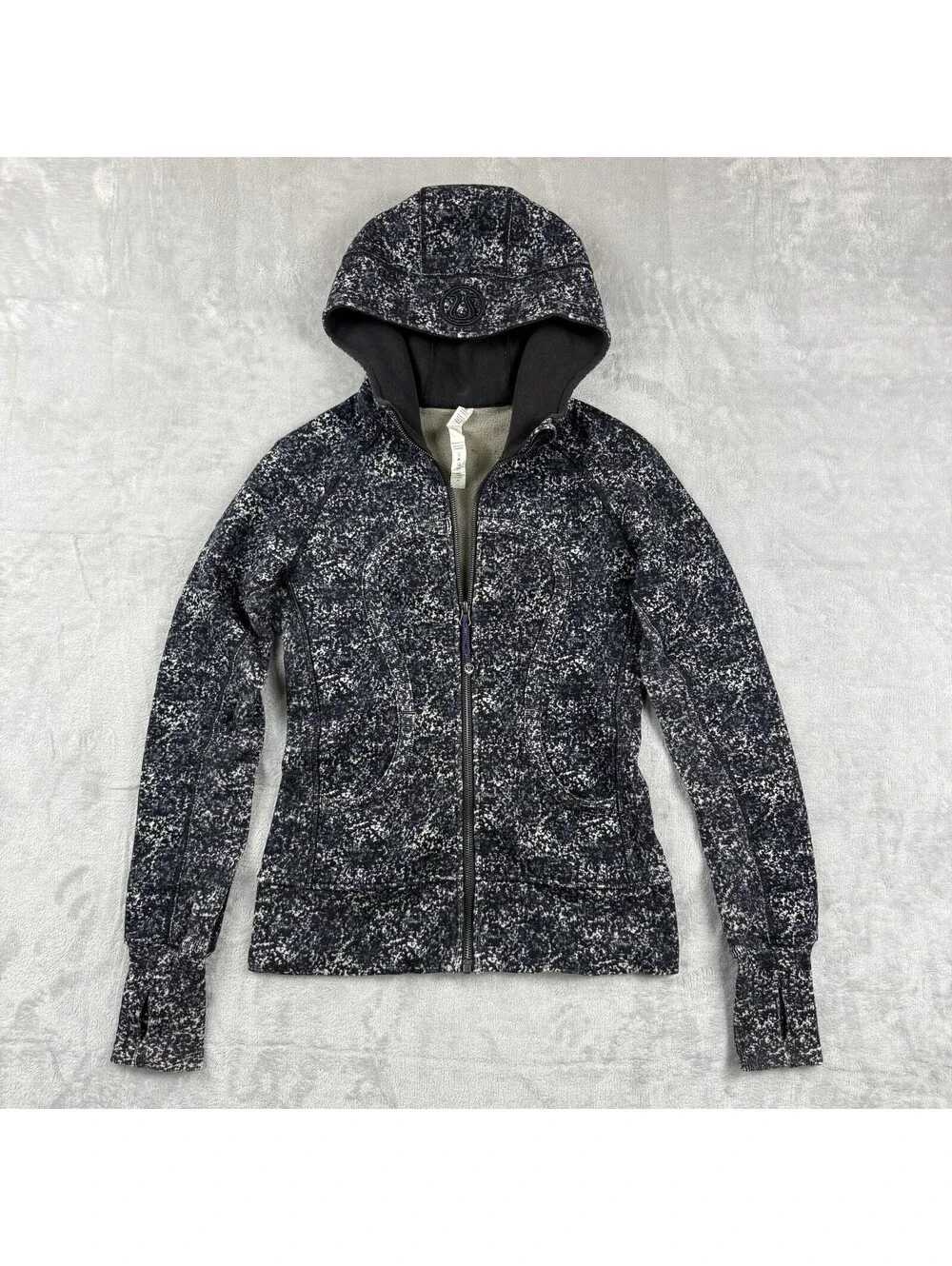 Lululemon Women’s Scuba Full Zip Hoodie Speckled Floral Size 4 Fleece Fitted Rlx